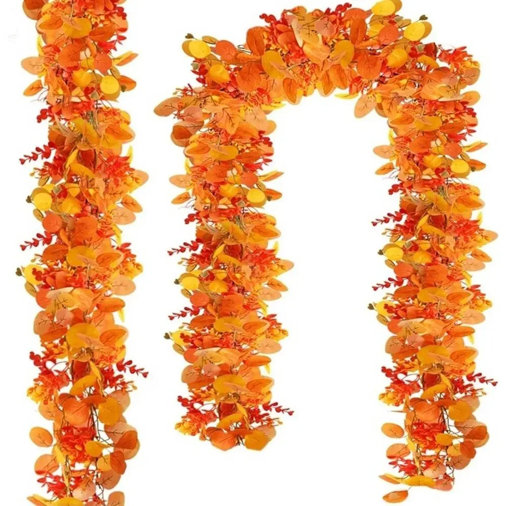 2Pk 6ft Artificial Fall Garland Maple Leaves Autumn Home Mantel Table Decoration